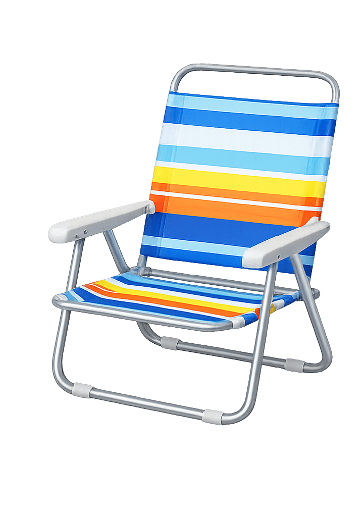 Silla Rayas Basic. Me quedaria con la Silla Rayas Basic para playa normal porque es ligera, sencilla, facil de transportar, rapida de plegar y con menos partes que cuidar.