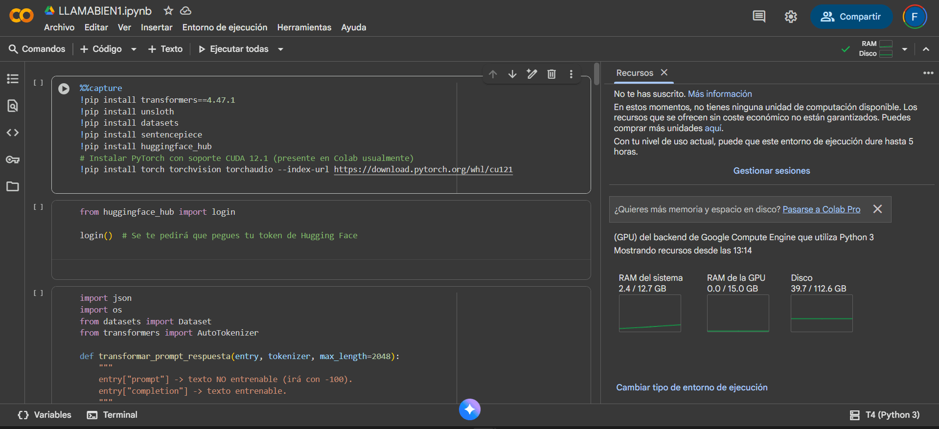 Fine-tuning Llama para Letras en Español screenshot 1